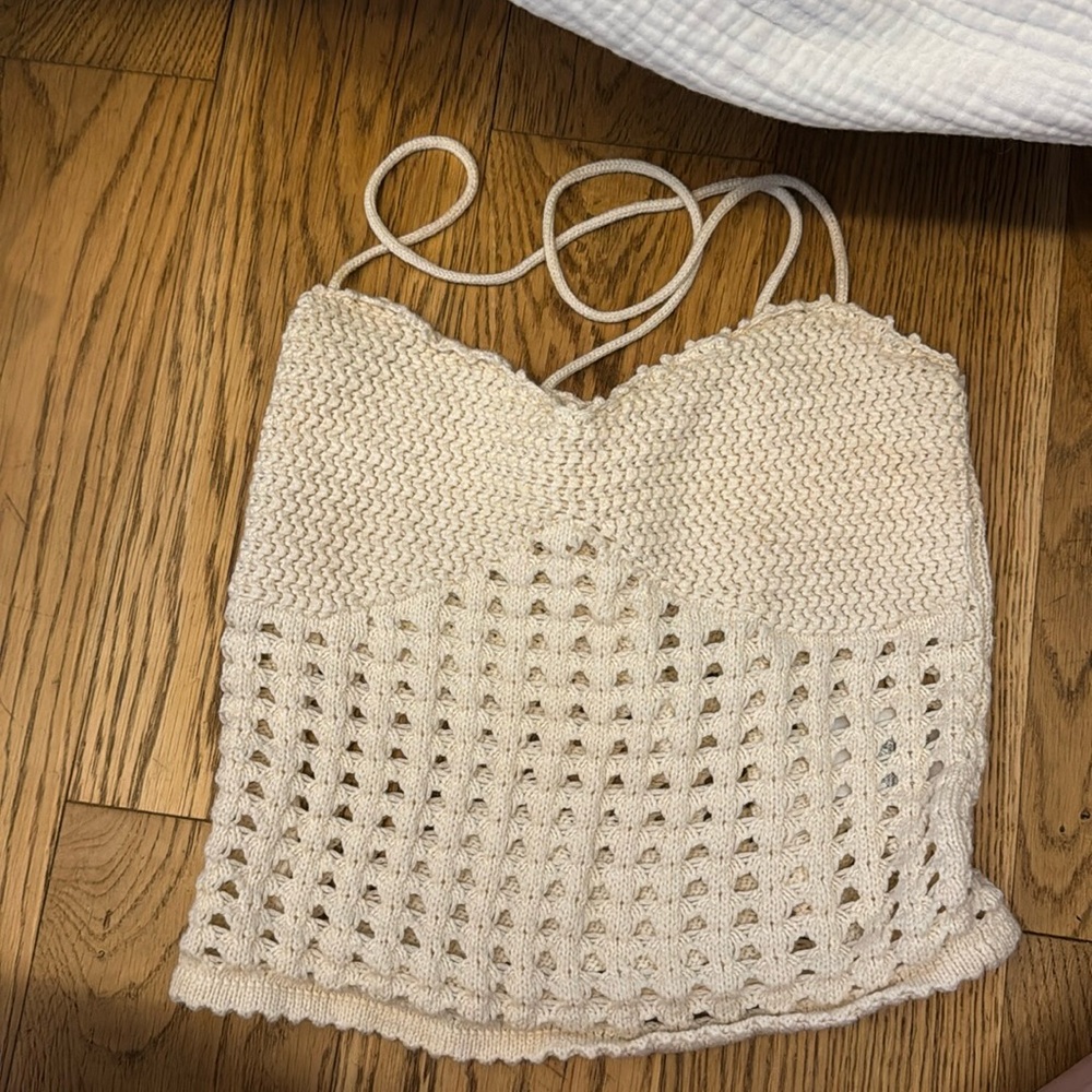 Reformation cream knit tank top